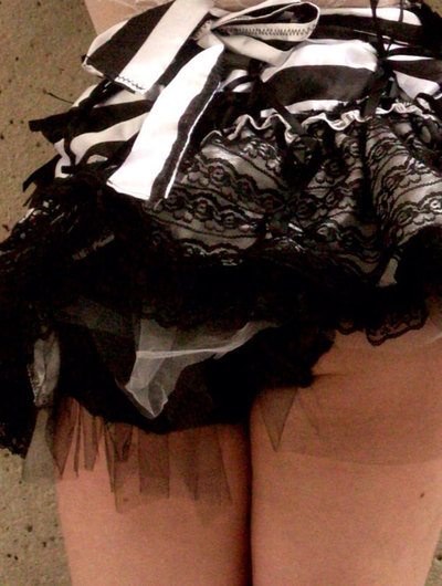 Satin and lace bustle