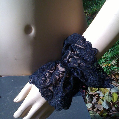 Black victorian, gothic lolita inspired lace cuffs