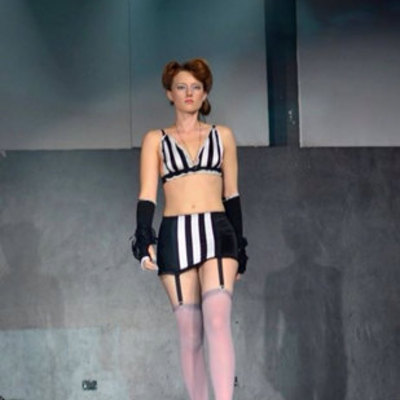 Black and white stripe lycra garter skirt