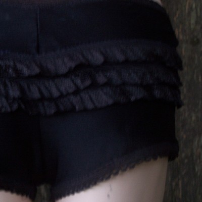 Black boyshort with ruffles