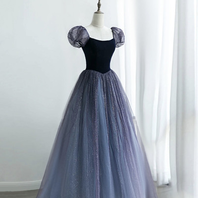 Cute tulle long a line prom dress evening dress - Thumbnail 2