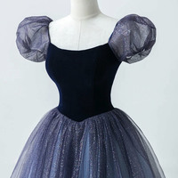 Cute tulle long A line prom dress evening dress - Thumbnail 2