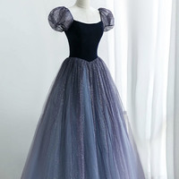 Cute tulle long A line prom dress evening dress - Thumbnail 4