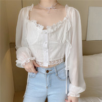 Soft Spring Summer Fairy Transparent White Cream Cardigan & Matching Camisole Tank Tops - Thumbnail 6