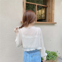 Soft Spring Summer Fairy Transparent White Cream Cardigan & Matching Camisole Tank Tops - Thumbnail 3