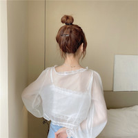 Soft Spring Summer Fairy Transparent White Cream Cardigan & Matching Camisole Tank Tops - Thumbnail 8