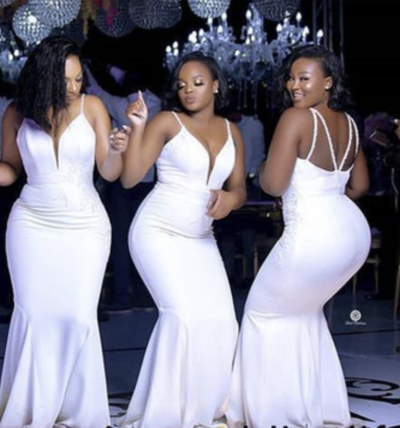 White Bridesmaid Dresses Mermaid