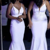 White Bridesmaid Dresses Mermaid - Thumbnail 1