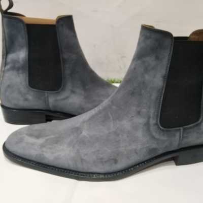 Nice finish grey suede ankle high chelsea dress handmade boot 