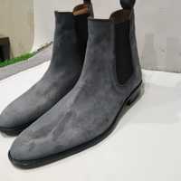 Nice Finish Grey Suede Ankle High Chelsea Dress Handmade Boot  - Thumbnail 1