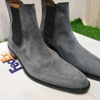 Nice Finish Grey Suede Ankle High Chelsea Dress Handmade Boot  - Thumbnail 2