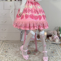 Japanese Sweet Heart Cross Pink Ribbon Fishnet White Knee Socks - Thumbnail 1