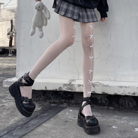 Japanese Sexy Straight Long Line Bow Tights Stockings - Thumbnail 2