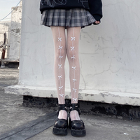 Japanese Sexy Straight Long Line Bow Tights Stockings - Thumbnail 4