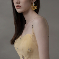 Champagne tulle beads long prom dress formal dress - Thumbnail 1