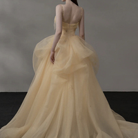 Champagne tulle beads long prom dress formal dress - Thumbnail 3