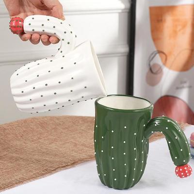 Cactus ceramic mug couple cup