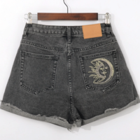 Free Shipping-90's MOON & SUN DENIM SHORTS - Thumbnail 2