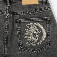 Free Shipping-90's MOON & SUN DENIM SHORTS - Thumbnail 4