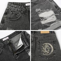 Free Shipping-90's MOON & SUN DENIM SHORTS - Thumbnail 5