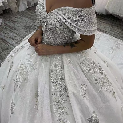 Luxury wedding dresses bridal gown with beading - Thumbnail 3