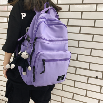 Waterproof nylon women backpack unisex multi-pocket