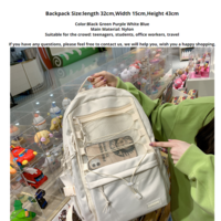 Solid Color Women Backpack Unisex Multi-Pocket - Thumbnail 8