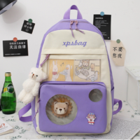 4Pcs/set Canvas Travel Backpacks Women School Bag - Thumbnail 4