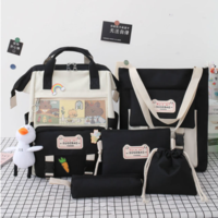 5Pcs/set Canvas School Backpacks Women Lovely - Thumbnail 2
