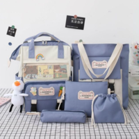 5Pcs/set Canvas School Backpacks Women Lovely - Thumbnail 4