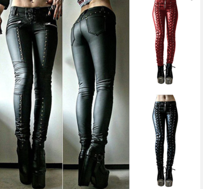 Women Faux Leather Cosplay Pants Carnival Party