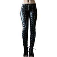 Women Faux Leather Cosplay Pants Carnival Party - Thumbnail 3