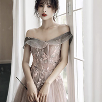 Stylish tulle sequins long prom dress A line evening dress - Thumbnail 2