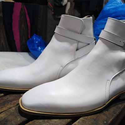 Best fashion cow white jodhpurs style leather monk formal boot