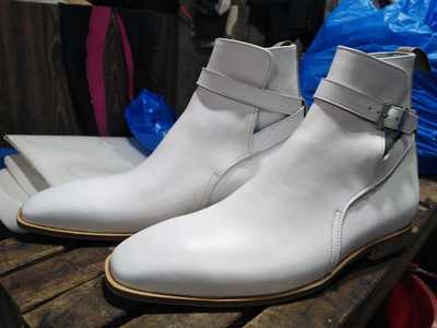 Best Fashion Cow White Jodhpurs Style Leather Monk Formal Boot