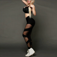 High Waist Mesh Women Leggings Fitness Breathable - Thumbnail 1