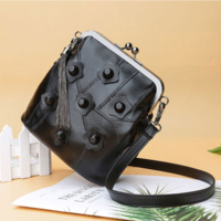Mini Chain Sheepskin Rivet Tassel Crossbody Bag - Thumbnail 1