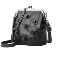 Mini Chain Sheepskin Rivet Tassel Crossbody Bag - Thumbnail 2