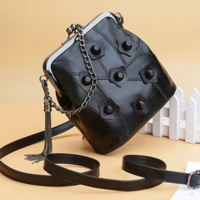 Mini Chain Sheepskin Rivet Tassel Crossbody Bag - Thumbnail 4