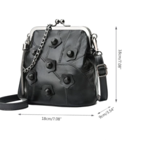 Mini Chain Sheepskin Rivet Tassel Crossbody Bag - Thumbnail 7