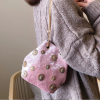 Women's Shoulder Bags Bucket Bag Elegant Velvet  - Thumbnail 5