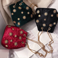 Women's Shoulder Bags Bucket Bag Elegant Velvet  - Thumbnail 6