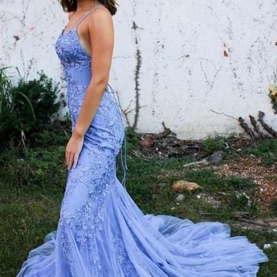 Sp2060,elegant blue prom dresses lace mermaid evening formal dress