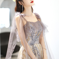 Cute tulle long A line prom dress evening dress - Thumbnail 1