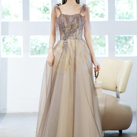 Cute tulle long A line prom dress evening dress - Thumbnail 7