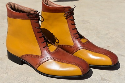 New Style Men's Handmade Two Tone Leather Lace Up Rangers Boot