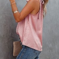 Women'S Bow Leopard Print Sleeveless Vest Tops - Thumbnail 3