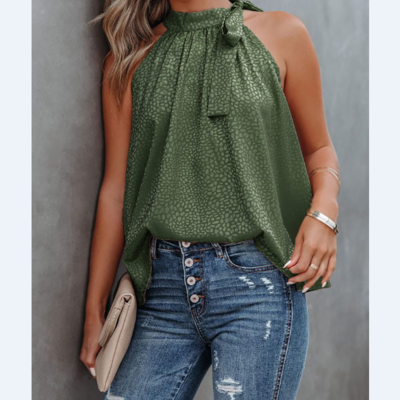 Women's bow leopard print sleeveless vest tops