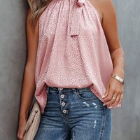 Women'S Bow Leopard Print Sleeveless Vest Tops - Thumbnail 2