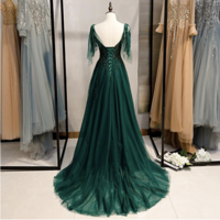 Forest Green Prom Dresses with Beading - Thumbnail 1